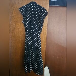 Large black and white polk-a-dpt dress